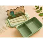 Kép 4/11 - Étkeződoboz vizespalackkal és evőeszközökkel gyerekeknek, zöld