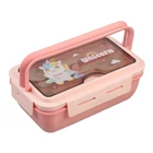 Kép 6/9 - Étkeződoboz vizespalackkal és evőeszközökkel gyerekeknek, rózsaszín