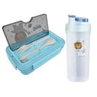 Kép 7/7 - Étkeződoboz vizespalackkal és evőeszközökkel gyerekeknek, kék