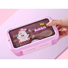 Kép 3/10 - Étkeződoboz vizespalackkal és evőeszközökkel gyerekeknek, lila