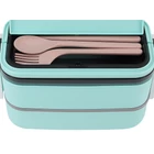 Kép 4/10 - Kétszintes éthordó evőeszközökkel, 1.4 L, kék