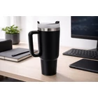 Kép 2/11 - Acél termoszbögre 1.2 literes űrtartalommal, szívószállal, fekete