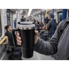 Kép 6/11 - Acél termoszbögre 1.2 literes űrtartalommal, szívószállal, fekete