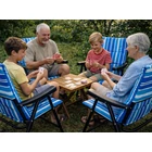 Kép 6/10 - Összecsukható kempingszék, kék-fehér csíkos