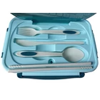 Kép 2/9 - 3 rekeszes éthordó evőeszközkészlettel, kék