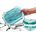 Kép 4/9 - 3 rekeszes éthordó evőeszközkészlettel, kék