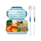 Kép 7/9 - 3 rekeszes éthordó evőeszközkészlettel, kék