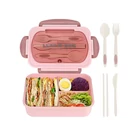 Kép 5/7 - 3 rekeszes éthordó evőeszközkészlettel, rózsaszín