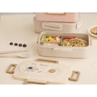 Kép 6/9 - 3 rekeszes ételhordó evőeszközökkel, bézs