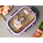 Kép 5/10 - 3 rekeszes étkeződoboz evőeszközökkel, lila