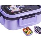 Kép 8/10 - 3 rekeszes étkeződoboz evőeszközökkel, lila