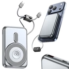 Kép 1/10 - Powerbank vezeték nélküli töltéssel, USB-C és Lightning kábellel, 10000 mAh, szürke