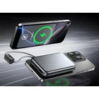 Kép 2/10 - Powerbank vezeték nélküli töltéssel, USB-C és Lightning kábellel, 10000 mAh, szürke