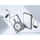 Kép 5/10 - Powerbank vezeték nélküli töltéssel, USB-C és Lightning kábellel, 10000 mAh, szürke