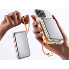 Kép 7/9 - Powerbank vezeték nélküli töltéssel, USB-C és Lightning kábellel, 10000 mAh, krém
