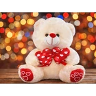 Kép 12/13 - Plüss medve szívekkel, krém színű