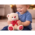 Kép 4/13 - Plüss medve szívekkel, krém színű