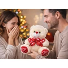 Kép 5/13 - Plüss medve szívekkel, krém színű