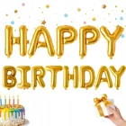 Kép 1/11 - HAPPY BIRTHDAY feliratú fólia lufik születésnapi partihoz, aranysárga