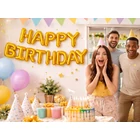 Kép 10/11 - HAPPY BIRTHDAY feliratú fólia lufik születésnapi partihoz, aranysárga