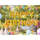 Kép 2/11 - HAPPY BIRTHDAY feliratú fólia lufik születésnapi partihoz, aranysárga