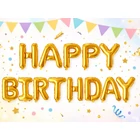 Kép 4/11 - HAPPY BIRTHDAY feliratú fólia lufik születésnapi partihoz, aranysárga