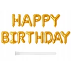 Kép 6/11 - HAPPY BIRTHDAY feliratú fólia lufik születésnapi partihoz, aranysárga