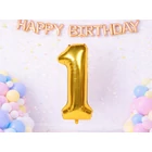 Kép 3/8 - 1-es számú fólia lufi születésnapra, aranysárga, 32 x 65 cm