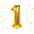 Kép 4/8 - 1-es számú fólia lufi születésnapra, aranysárga, 32 x 65 cm