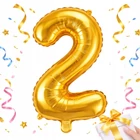 Kép 1/8 - 2-es számú fólia lufi születésnapra, aranysárga, 42 x 70 cm