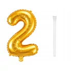 Kép 6/8 - 2-es számú fólia lufi születésnapra, aranysárga, 42 x 70 cm