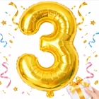 Kép 1/8 - 3-as számú fólia lufi születésnapra, aranysárga, 40 x 70 cm