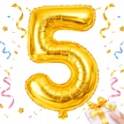 Kép 1/8 - 5-ös számú fólia lufi születésnapra, aranysárga, 40 x 70 cm