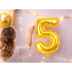 Kép 7/8 - 5-ös számú fólia lufi születésnapra, aranysárga, 40 x 70 cm