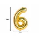 Kép 5/8 - 6-os számú fólia lufi születésnapra, aranysárga, 43 x 68 cm