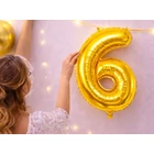 Kép 7/8 - 6-os számú fólia lufi születésnapra, aranysárga, 43 x 68 cm