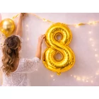 Kép 7/8 - 8-as számú fólia lufi születésnapra, aranysárga, 44 x 70 cm