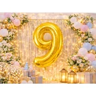 Kép 2/8 - 9-es számú fólia lufi születésnapra, aranysárga, 42 x 60 cm