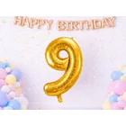 Kép 3/8 - 9-es számú fólia lufi születésnapra, aranysárga, 42 x 60 cm