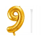 Kép 6/8 - 9-es számú fólia lufi születésnapra, aranysárga, 42 x 60 cm