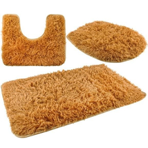 Puha szürke fürdőszobai szőnyeg szett (3 darabos, barna)