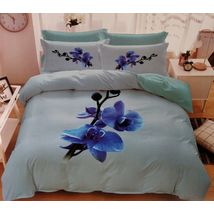 7 részes Sendia ágyneműhuzat garnitúra 3D virágos mintával (kék virággal)