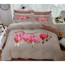 7 részes Sendia ágyneműhuzat garnitúra 3D virágos mintával (rózsaszín virággal)