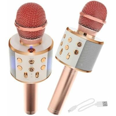Vezeték nélküli karaoke mikrofon Bluetooth hangszóróval (rózsa arany)