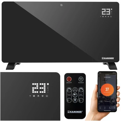 Elektromos üveg fűtőtest - fekete