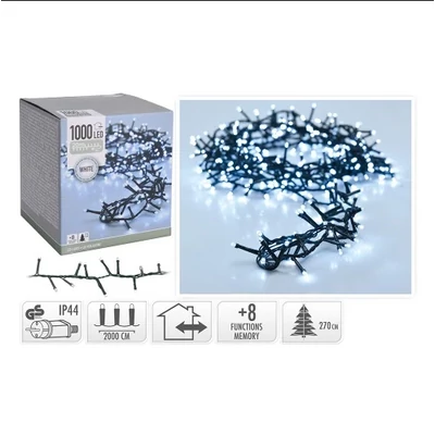 1000 LED-es fényfüzér kültéri/beltéri  - Hidegfehér