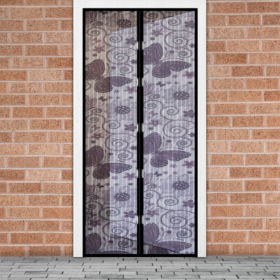 Mágneses szúnyogháló függöny ajtóra (100 x 210 cm, Lila pillangós)
