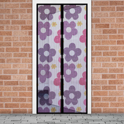 Mágneses szúnyogháló függöny ajtóra (100 x 210 cm, színes virágos
