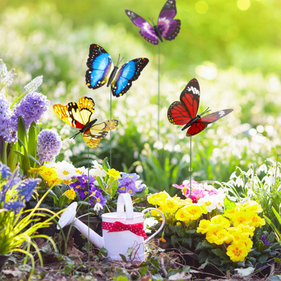 Leszúrható dekor pillangó (színes, 29 cm, műanyag)