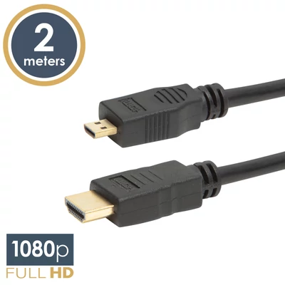 Micro HDMI kábel, 2 m, aranyozott csatlakozóval